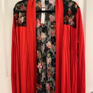 SWAK Long-sleeve Cardigan w/ Lace Panels